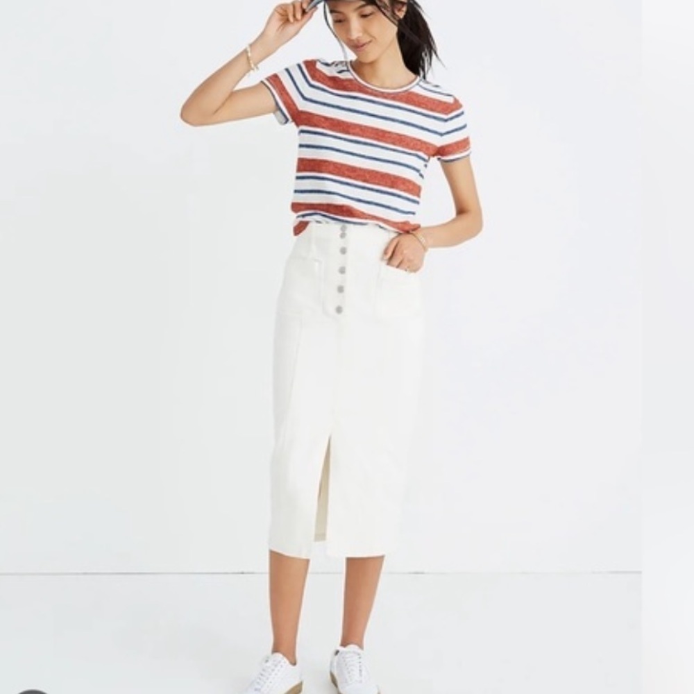 Madewell White High-Slit Jean Skirt 27 - Picture 1 of 17